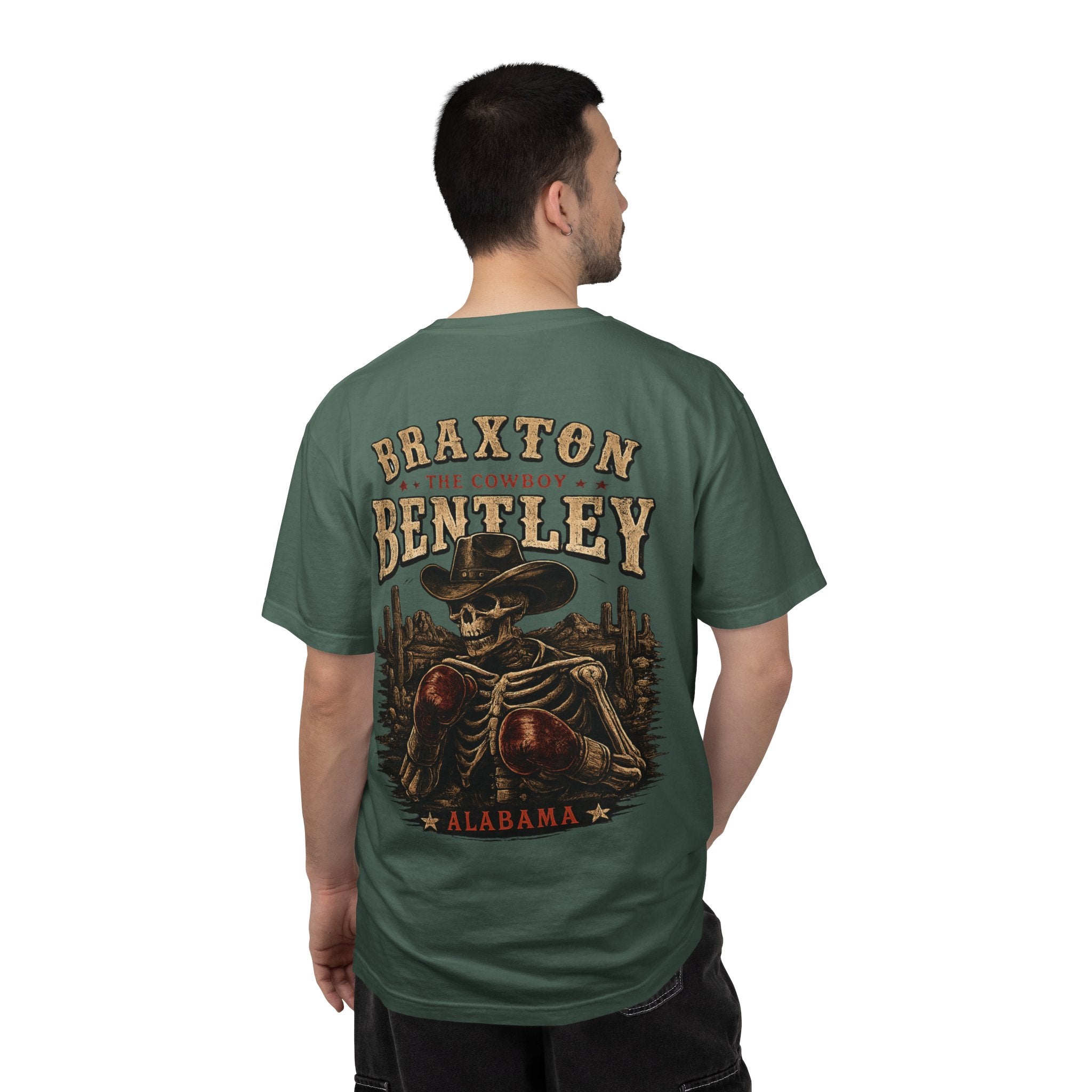 Braxton Bentley 'The Cowboy' Graphic T-Shirt — Vintage Western Skull & Cactus Design